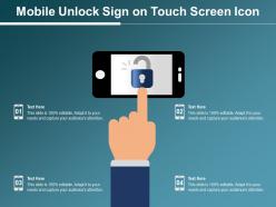 Mobile unlock sign on touch screen icon