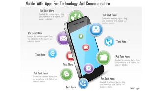 Mobile with apps for technology and communication ppt slides