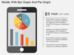 Mobile with bar graph and pie graph flat powerpoint design