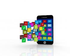Mobile With Multiple Android Applications Stock Photo