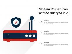Modem router icon with security shield
