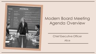 Modern Board Meeting Agenda Overview PPT PowerPoint AT