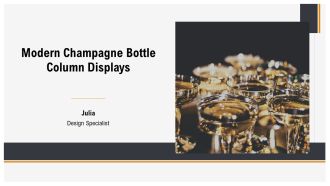 Modern Champagne Bottle Column Displays PPT Outline AT
