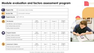 Module Evaluation And Factors Assessment Program