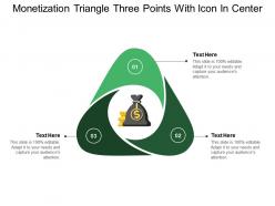 Monetization triangle three points with icon in center