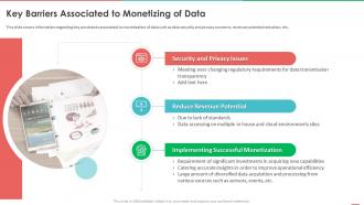Monetizing Data And Identifying Value Of Data Key Barriers Associated