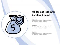 Money bag icon with certified symbol