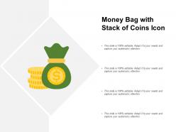 Money bag with stack of coins icon