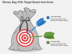 Money bag with target board and arrow flat powerpoint design