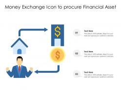 Money exchange icon to procure financial asset
