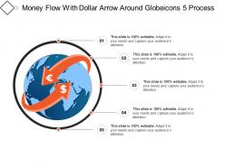 Money flow with dollar arrow around globeicons 5 process