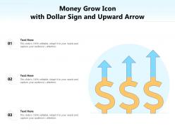 Money grow icon with dollar sign and upward arrow