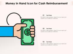 Money in hand icon for cash reimbursement