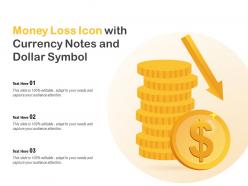 Money loss icon with currency notes and dollar symbol