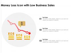 Money loss icon with low business sales
