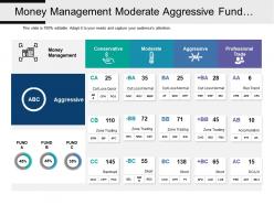 Money management moderate aggressive fund market analytics table with icons
