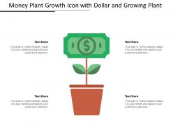 Money plant growth icon with dollar and growing plant