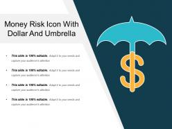 Money risk icon with dollar and umbrella