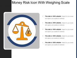 Money risk icon with weighing scale