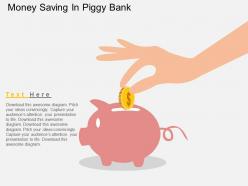 Money saving in piggy bank flat powerpoint design