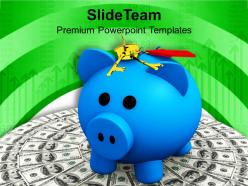 Money with a piggy and keys powerpoint templates ppt themes and graphics 0213