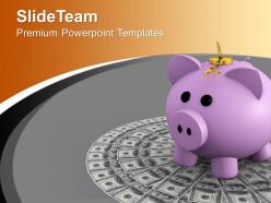 Money with locked piggy bank powerpoint templates ppt themes and graphics 0213