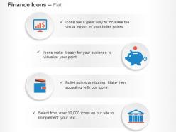Monitor growth piggy bank wallet bank ppt icons graphics