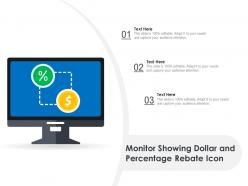 Monitor showing dollar and percentage rebate icon