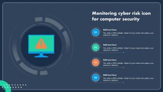 Monitoring Cyber Risk Icon For Computer Security