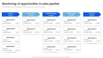 Monitoring Of Opportunities In Sales Pipeline Chanel Sales Pipeline Management
