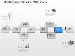Month based timeline with icons powerpoint template slide