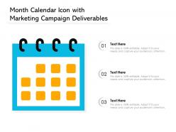Month calendar icon with marketing campaign deliverables