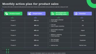 Monthly Action Plan For Product Sales
