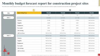 Monthly Budget Forecast Report For Construction Project Sites