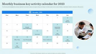 Monthly Business Key Activity Calendar For 2023