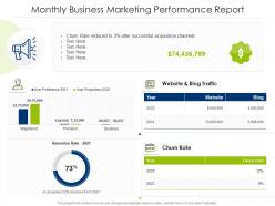Monthly business marketing performance report