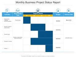Monthly business project status report