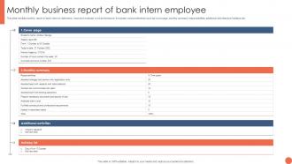 Monthly Business Report Of Bank Intern Employee