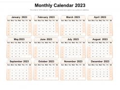 Monthly calendar 2023