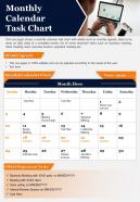 Monthly calendar task chart presentation report infographic ppt pdf document