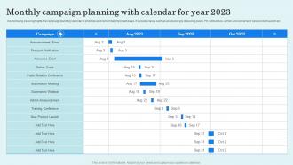 Monthly Campaign Planning With Calendar For Year 2023