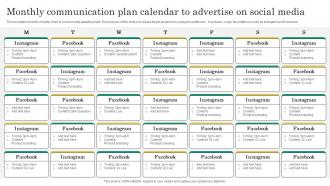 Monthly Communication Plan Calendar To Advertise On Social Media