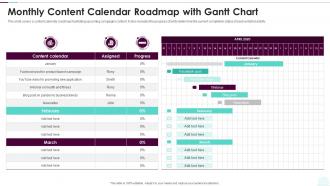 Monthly Content Calendar Roadmap With Gantt Chart