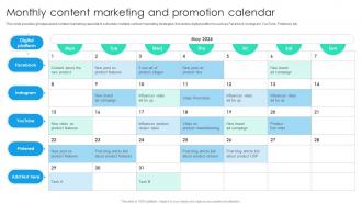 Monthly Content Marketing And Promotion Calendar Online Marketing Strategic Planning MKT SS