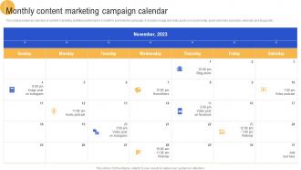 Monthly Content Marketing Campaign Calendar Advertisement Campaigns To Acquire Mkt SS V
