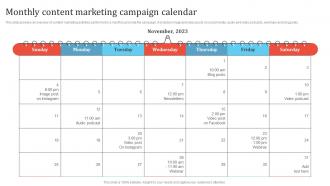 Monthly Content Marketing Campaign Calendar Promotion Campaign To Boost Business MKT SS V