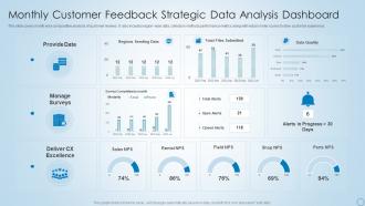 Monthly Customer Feedback Strategic Data Analysis Dashboard Snapshot