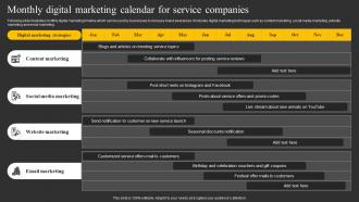Monthly Digital Marketing Calendar For Service Companies
