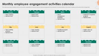 Monthly Employee Engagement Activities Calendar Employee Relations Management To Develop Positive