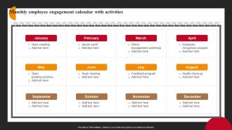 Monthly Employee Engagement Calendar Activities Successful Employee Engagement Action Planning